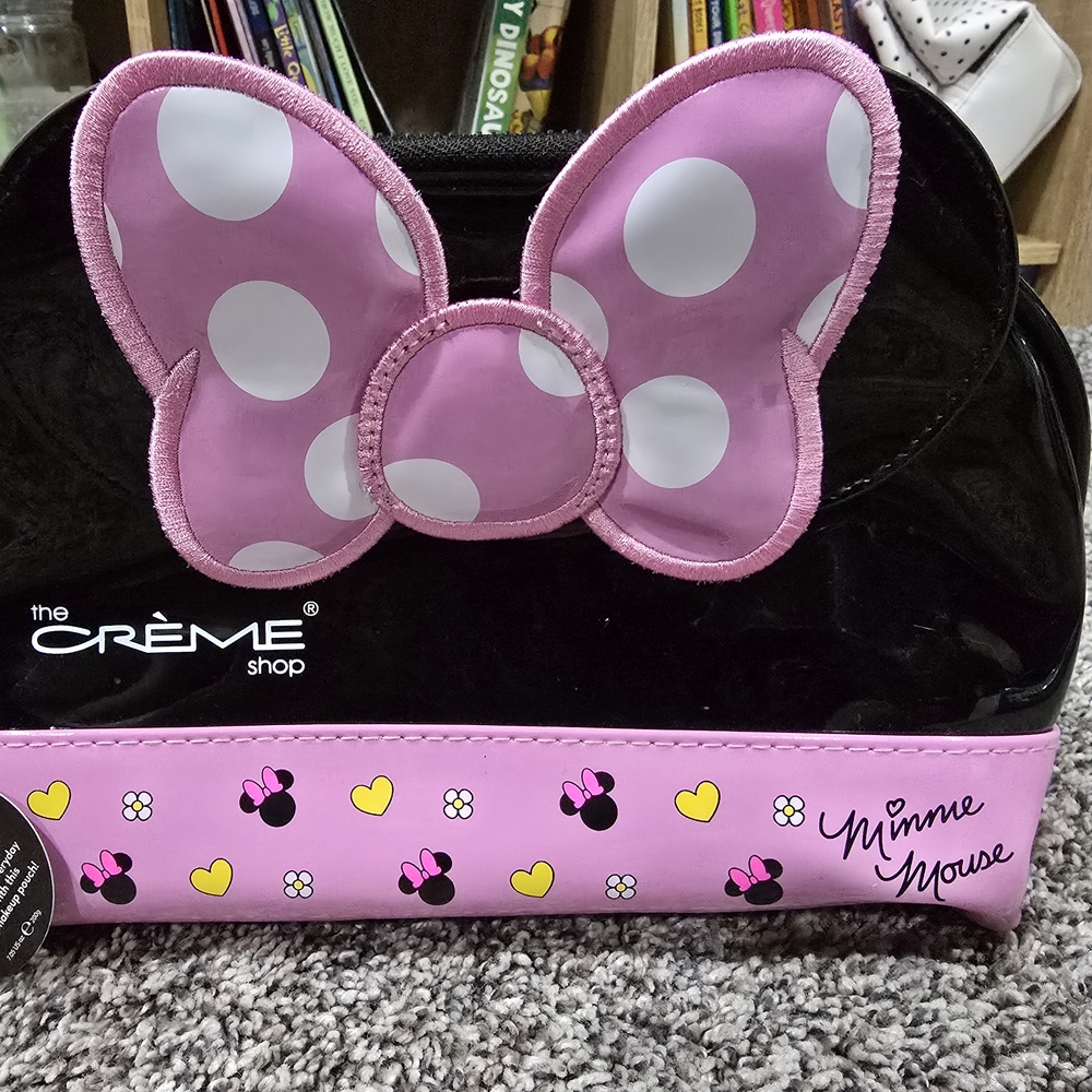 Disney Minnie Mouse Pink and Black Bow Makeup Bag